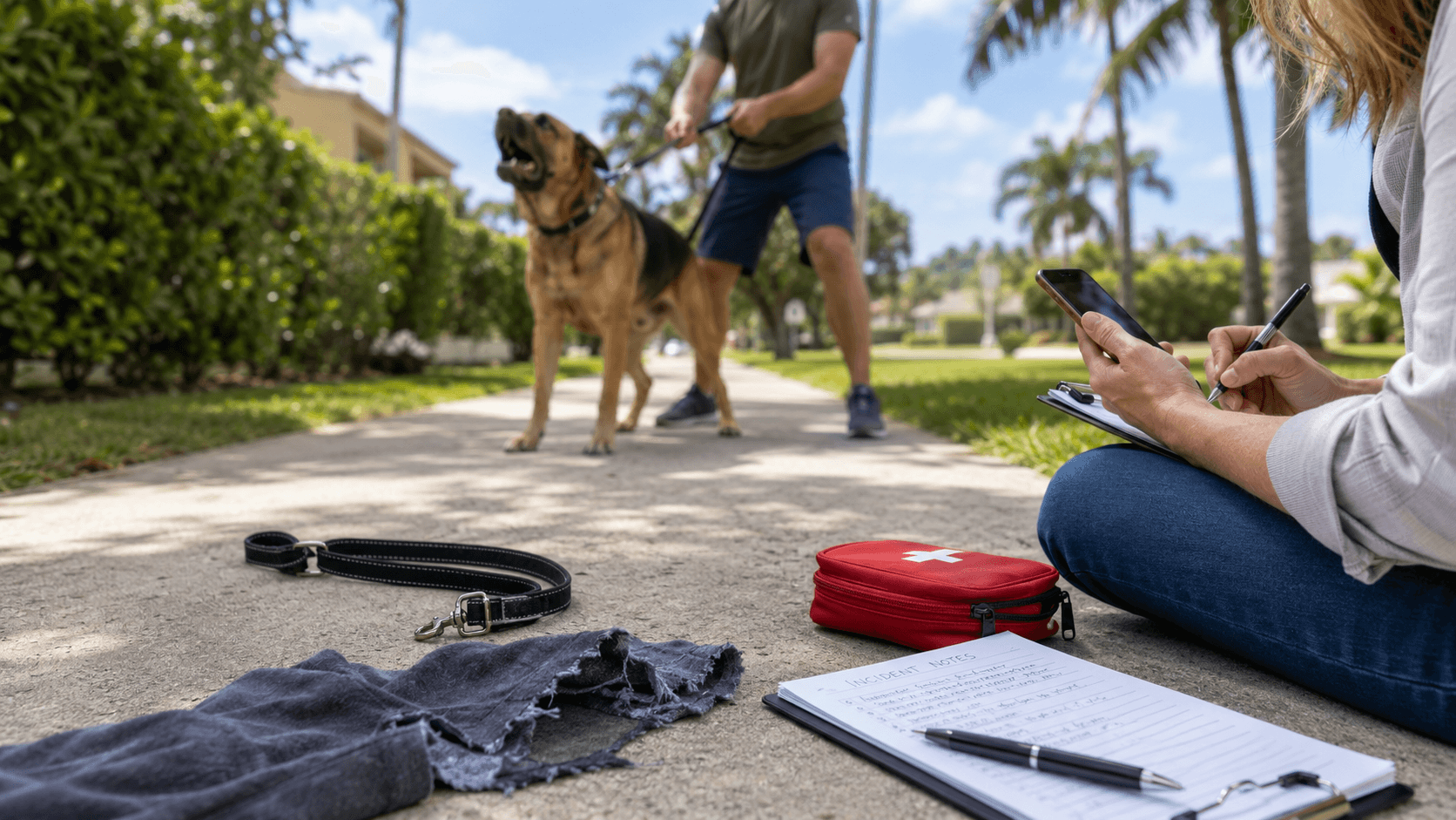 Dog bite claim documents and medical records in Florida
